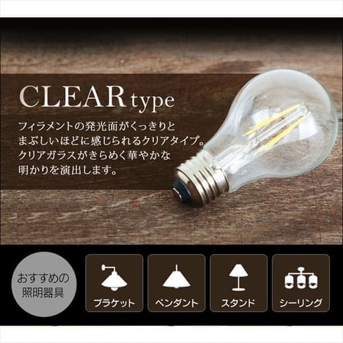2個セット】LEDフィラメント電球 E26口金 全方向タイプ 40W形相当 電球
