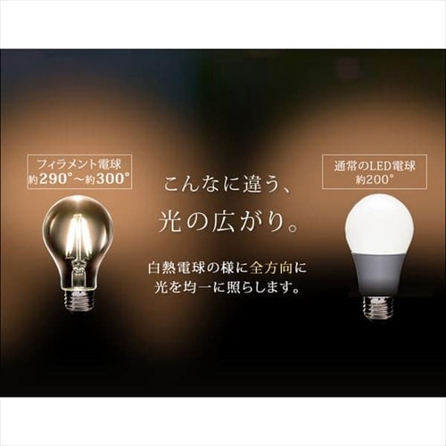 2個セット】LEDフィラメント電球 E26口金 全方向タイプ 60W形相当