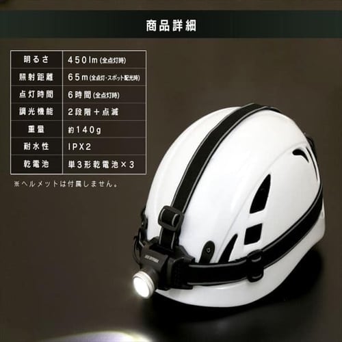 ヘッドライト LED ズーム機能付き 防水 ワークライト 作業灯 450lm LWH