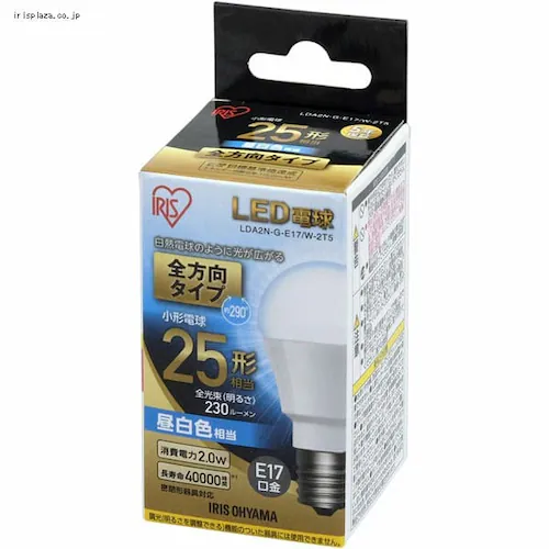 LED�d�� E17���� �S�����^�C�v 25W�`���� �d���F ���`���Ή� LDA2L-G-E17/W-2T5_3