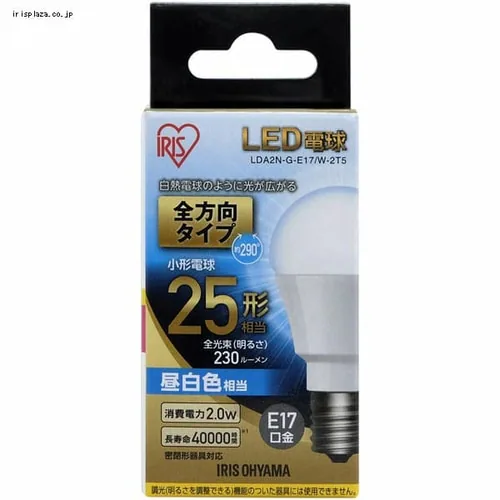LED�d�� E17���� �S�����^�C�v 25W�`���� �d���F ���`���Ή� LDA2L-G-E17/W-2T5_5