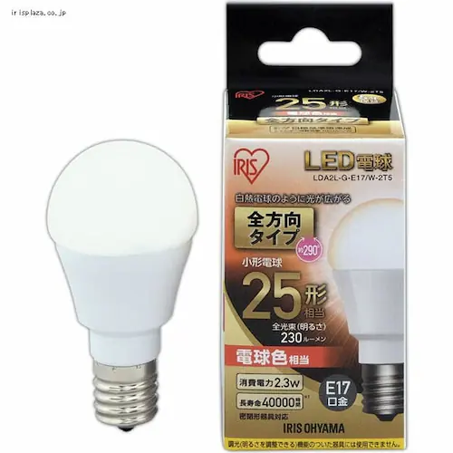 LED�d�� E17���� �S�����^�C�v 25W�`���� �d���F ���`���Ή� LDA2L-G-E17/W-2T5_6
