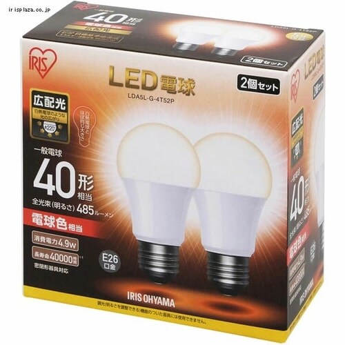 �y10�Z�b�g�zLED�d�� E26���� �L�z���^�C�v 40W�`���� �d���F ���`���Ή� LDA5L-G-4T52P_12