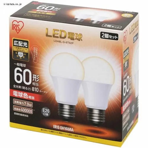 【10個セット】LED電球 E26口金 広配光タイプ 60W形相当 電球色 密閉形器具対応 LDA8L-G-6T52P_12