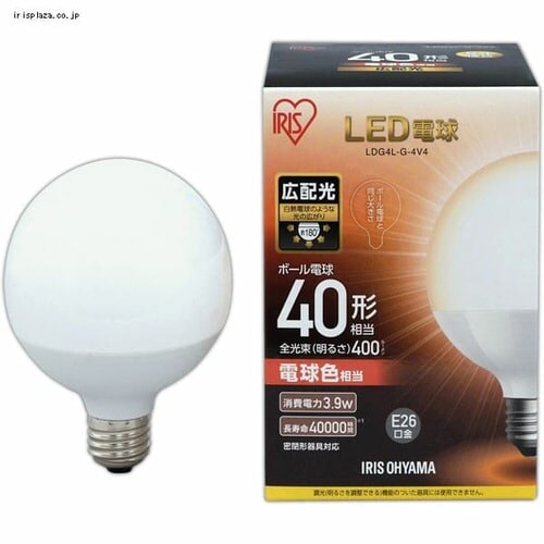 LED電球 E26口金 広配光タイプ 40W形相当 電球色 密閉形器具対応 LDG4L