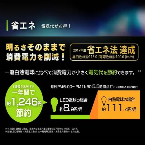 【20個セット】LED電球 E17口金 下方向タイプ 25W形相当 電球色 密閉形器具対応 LDA2L-H-E17-2T5_5