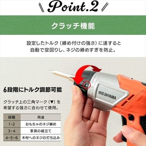 電動ドライバー 3.6V 充電式 オレンジ JCD-421-D H568837 │アイリス