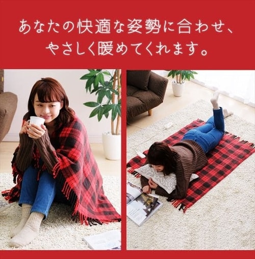 電気毛布 80×120㎝ 室温センサー EBK-1208-ZR レッド H572409