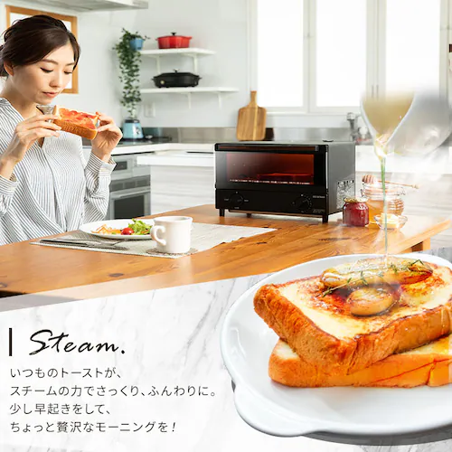 トースター オーブントースター スチーム 2枚焼き BLSOT-011-B ブラック_2