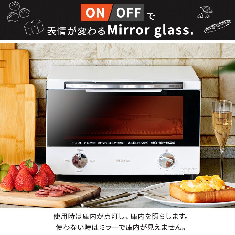 トースター オーブントースター スチーム 4枚焼き ミラー SOT-012-W