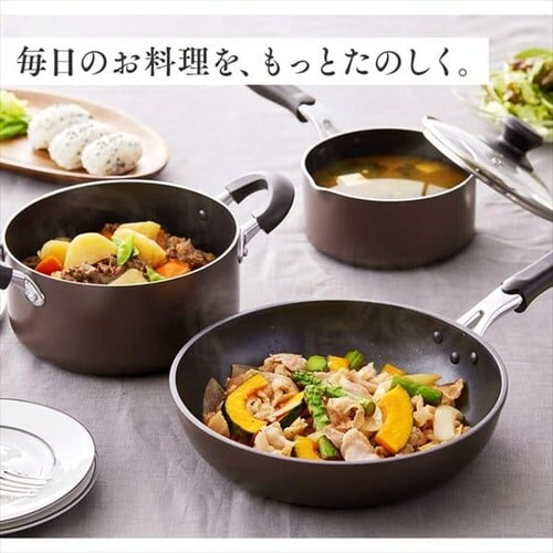 フライパン・鍋 5点セット IH/ガス ダイヤモンドコート 取っ手一体型