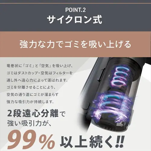 【訳あり】スティッククリーナー コードレス サイクロン SCD-143P-HA アッシュ_7