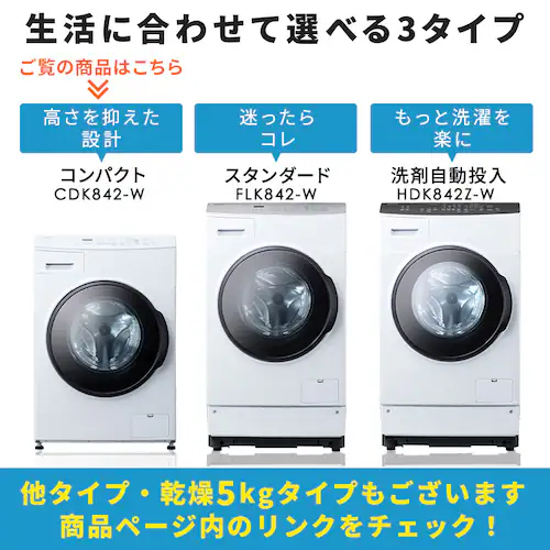 ���󊣑��@ �h������ 8kg ����4kg ���J�� �R���p�N�g ������� �ߐ� �������ȒP �t�@�C�u�Z���V���O CDK842-W�y������s�z_2