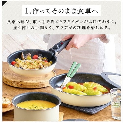取っ手が外せるフライパン・なべ 11点セット TF－SE11【全3色