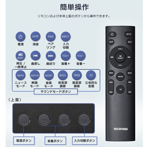サウンドスピーカー Bluetooth 2.02ch IHT-S301 ブラック H576959