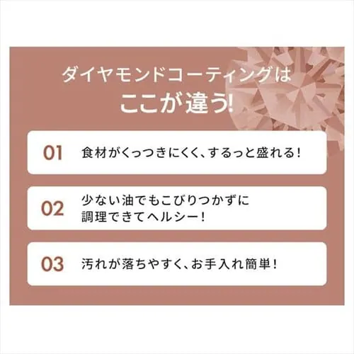 フライパン 炒めなべ 26cm IH/ガス火対応 取っ手一体型 ダイヤモンドコートパン DCP-I26 ルビーレッド_5