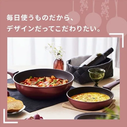 フライパン 炒めなべ 26cm IH/ガス火対応 取っ手一体型 ダイヤモンドコートパン DCP-I26 ルビーレッド_9