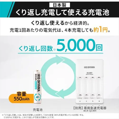 【メール便】ビッグキャパ リチャージ 単4形 ニッケル水素電池 4本パック BCR-R4MH/4B_3