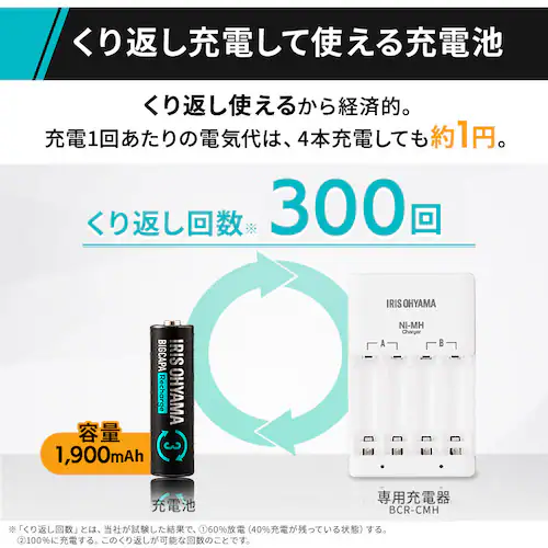 ビッグキャパ リチャージ 充電器セット 単3形4本パック付き BCR-SC3MH/4S_3