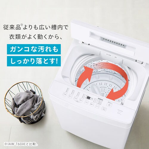 洗濯機 6kg ガチ落ち大水流洗浄 節水 LOW設計 一人暮らし ITW-60A01-W