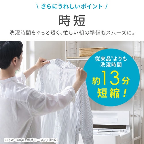 洗濯機 6kg ガチ落ち大水流洗浄 節水 LOW設計 一人暮らし ITW-60A01-W