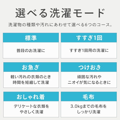 洗濯機 6kg 設置費込み ガチ落ち大水流洗浄 節水 LOW設計 一人暮らし