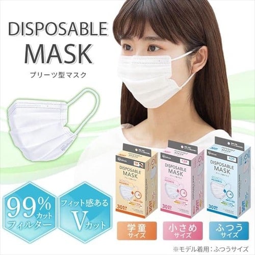 90枚】 ディスポーサブルマスク DISPOSABLE マスク 学童サイズ 30枚入