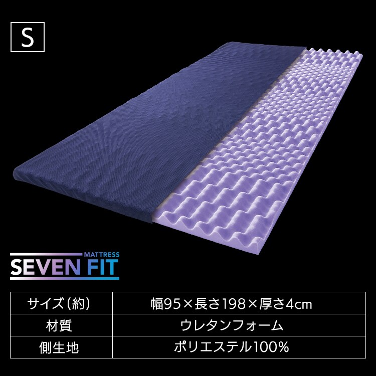 セブンフィットマットレス S4cm/8cm ネイビー K100498F │アイリス