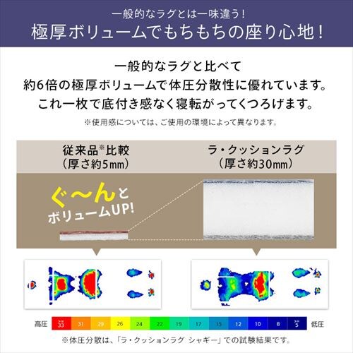 ���O ���E�N�b�V�������O ���o�[�V�u���^�C�v �t�ďH�~�g���郉�O 185cm�~185cm 2�� ����3cm �O���[ ACRR-CM1818_8