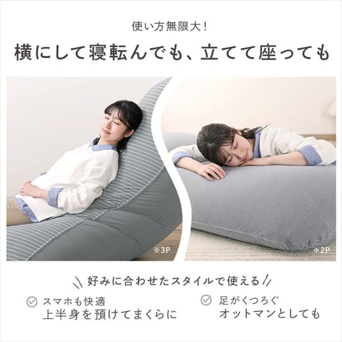 ビーズクッション リバーシブル RBC-2P ライトグレー【代引き不可