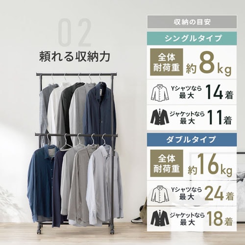 ハンガーラック 2連 耐荷重 16kg 縦伸縮 PE-E280R パイプハンガー