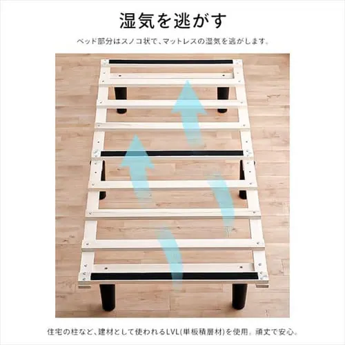 ベッド セミシングル 脚付きマットレス ボンネルコイル 厚さ17cm BAM-SS ホワイト_6