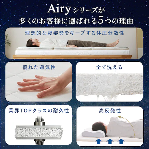 マットレス シングル 洗える 高反発 6つ折り 厚さ5cm エアリー MARS-6S アイボリー_2