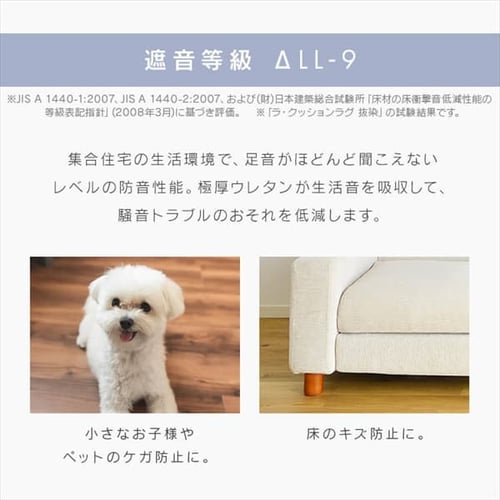 ラグ ラ・クッションラグ ボーダー柄 185cm×240cm 3畳 厚さ3cm