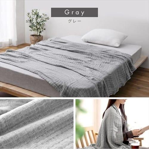 タオルケット シングル ガーゼ 8重 グレー K104082 │アイリスオーヤマ