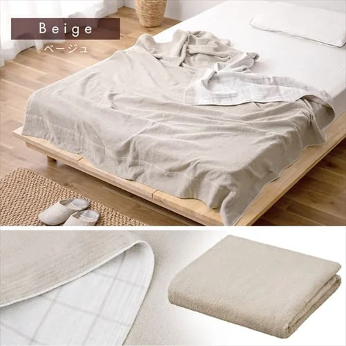 タオルケット シングル ガーゼ リバーシブル ベージュ_3