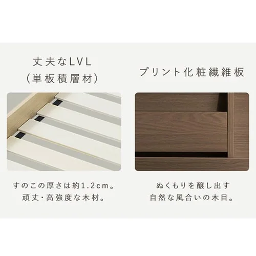 ベッド シングル ロータイプ 棚付き コンセント FBF-S ナチュラル_16