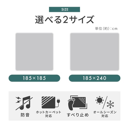 ラグ ラ・クッションラグ マイクロムートンタイプ 185cm×185cm 2畳 超