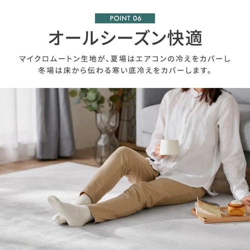 ラグ ラ・クッションラグ マイクロムートンタイプ 185cm×185cm 2畳 超