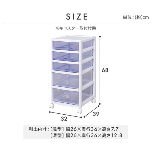 スーパークリアチェスト 浅型3段＋深型2段 SCE-320 ホワイト／クリア
