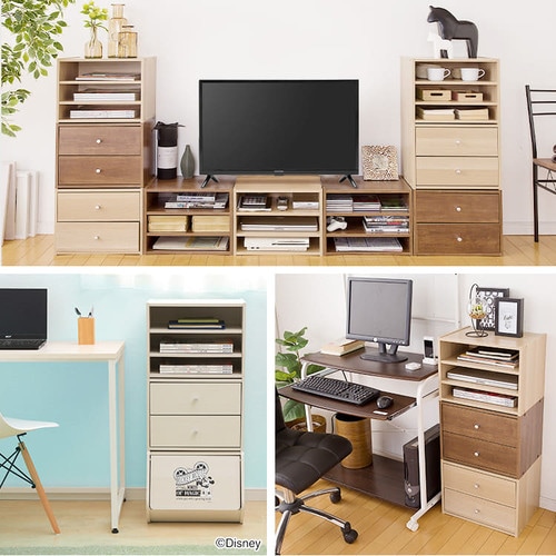 2個セット】【扉付き】スタックボックス STB-400D ナチュラル 1897411