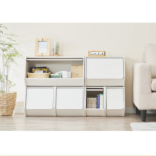 2個セット】カラーボックス 棚付き スタックボックス STB-400T