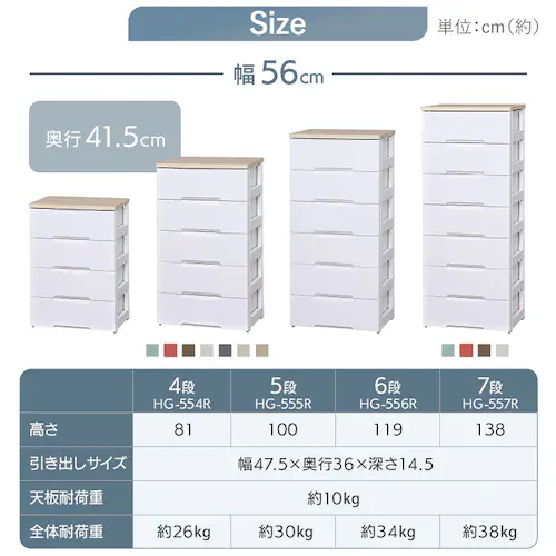 チェスト 5段 組み立て簡単 収納ボックス タンス ウッドトップチェスト HG-555 ホワイト_14