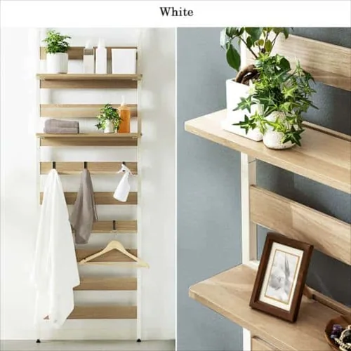 ウッドウォールラック 幅68cm 棚付き WLR-T66 ホワイト_18