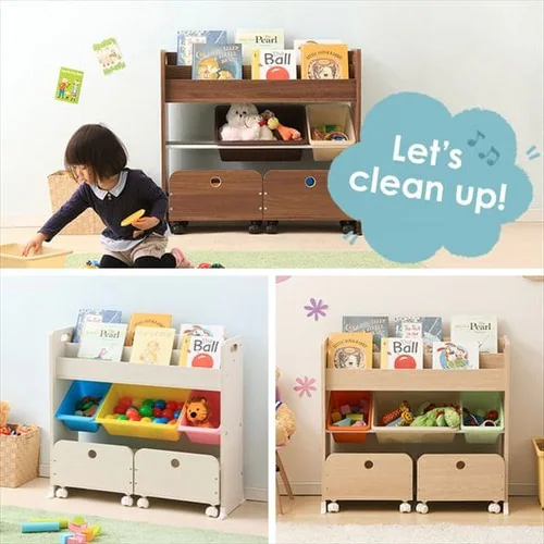 おもちゃ 収納 ボックス 絵本棚付き STHR-13 キャロット_3