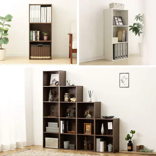 【A4サイズ対応】カラーボックス 3段CX-3F ブラウン_5