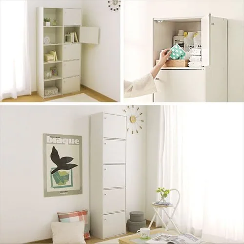 【木製扉付】カラーボックス 5段CX-55FD ブラウン_4