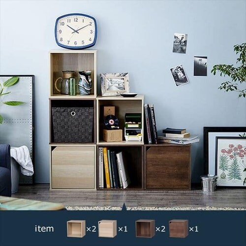 カラーボックス 扉付き カラーキュビック CQB-35D ナチュラル K227919