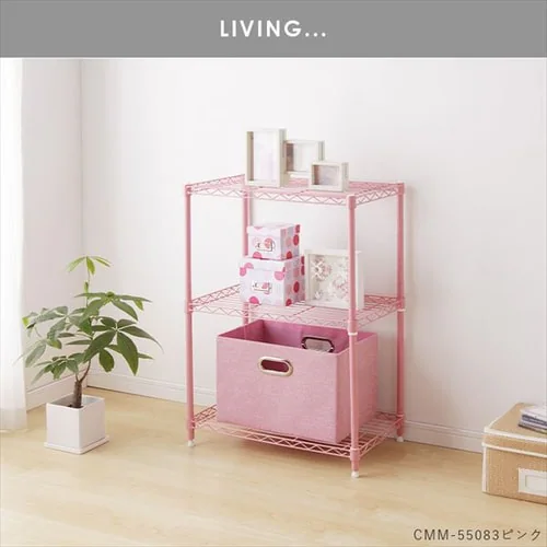 スチールラック 幅55cm 3段 カラーメタルラック CMM-55083 ブラック_8