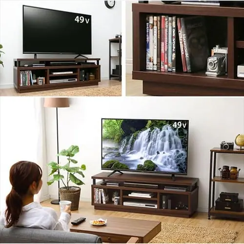 【訳あり】オープンテレビ台 126cm (ミドル) W1250 OTS-125M-DW ダークウォールナット_4